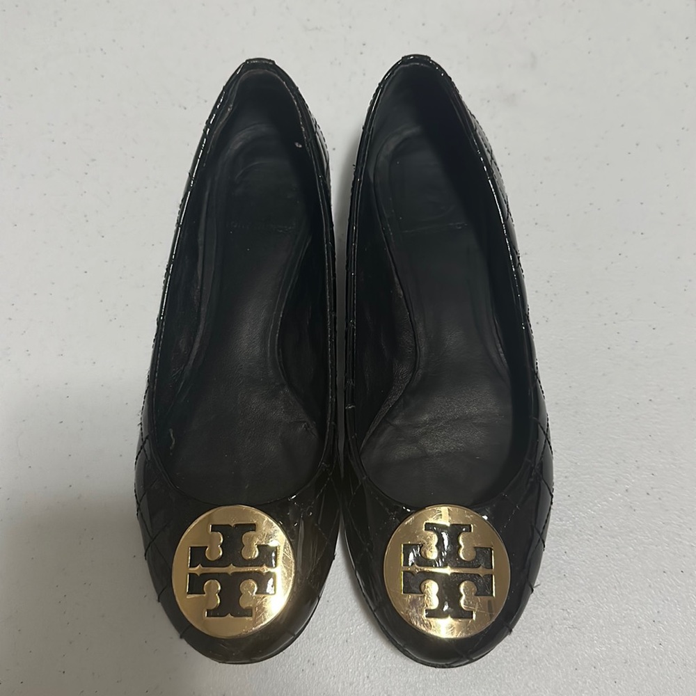 Tory Burch Black Quilted Ballet Shoes - size 8